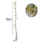 Χριστουγεννιάτικη Φωτιζόμενη Χρυσή Γιρλάντα με Φύλλα και Πέρλες 120cm - Christmas Lighted Garland with Leaves and Pearls - Image 2