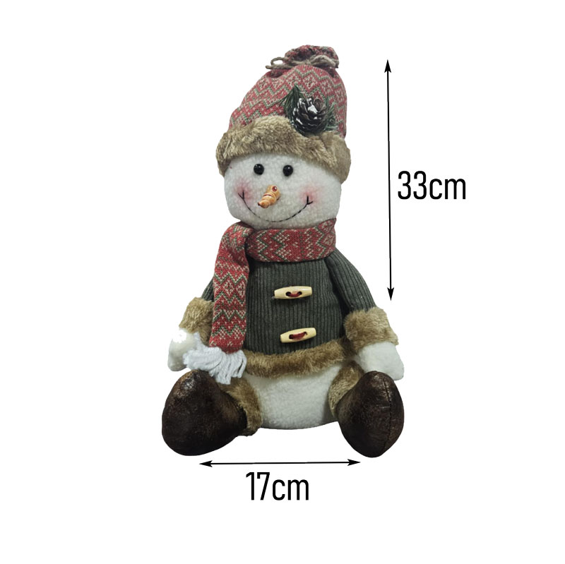 0281003-1 Διακοσμητικός Χιονάνθρωπος Υφασμάτινος 33cm - Fabric Decorative Snowman - Image 2
