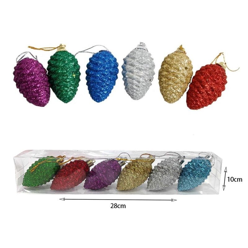 036033 Χριστουγεννιάτικο στολίδι κουκουνάρι 6τμχ – Christmas decoration pine cone 6pcs - Image 8