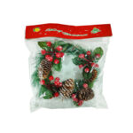 Χριστουγεννιάτικο Διακοσμητικό Στεφάνι Berries Κουκουνάρια 19cm - Christmas Decorative Wreath Berries Cocoons - Image 3