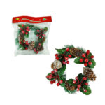 Χριστουγεννιάτικο Διακοσμητικό Στεφάνι Berries Κουκουνάρια 19cm - Christmas Decorative Wreath Berries Cocoons - Image 2