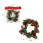 Χριστουγεννιάτικο Διακοσμητικό Στεφάνι Berries Κουκουνάρια 19cm - Christmas Decorative Wreath Berries Cocoons - Image 4