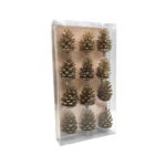 Σετ Χριστουγεννιάτικα Κουκουνάρια με Σκοινί για το Δέντρο 12τμχ - Christmas Pine Cones for Tree 12pcs - Image 2