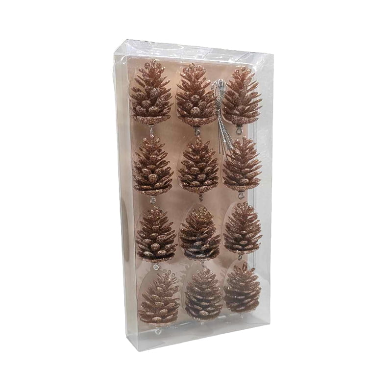 036044-4 Σετ Χριστουγεννιάτικα Κουκουνάρια με Σκοινί για το Δέντρο 12τμχ - Christmas Pine Cones for Tree 12pcs - Image 4