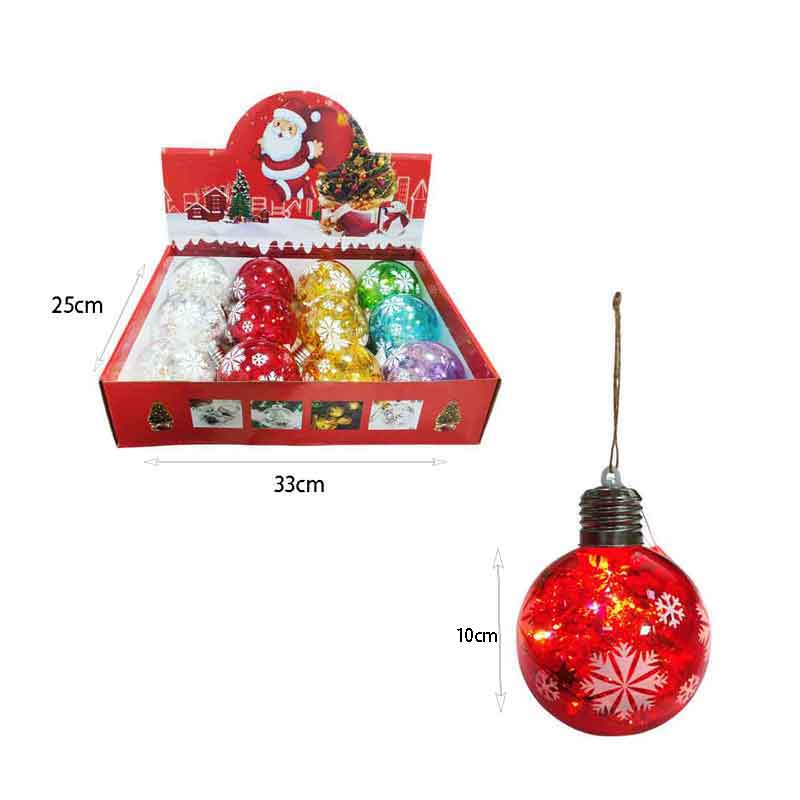 036082-2 Φωτιζόμενες Χριστουγεννιάτικες Μπάλες 10cm 12τμχ – LED Christmas Light Balls - Image 3