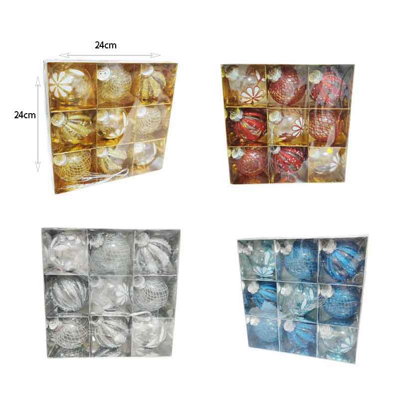 036083-5 Σετ Χριστουγεννιάτικες Μπάλες 9τμχ 7.5cm - Christmas decoration balls - Image 2