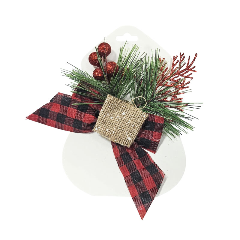 036092 Χριστουγεννιάτικο Διακοσμητικό Κλαδί με Κόκκινα Μπαλάκια και Φιόγκο - Christmas Decorative Branch with Red Balls and Bow - Image 1