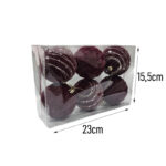 Σετ Χριστουγεννιάτικες Μπάλες Μπορντό με Σχέδιο 6 τεμάχια - Set of Christmas Balls - Image 2