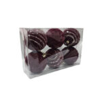 Σετ Χριστουγεννιάτικες Μπάλες Μπορντό με Σχέδιο 6 τεμάχια - Set of Christmas Balls