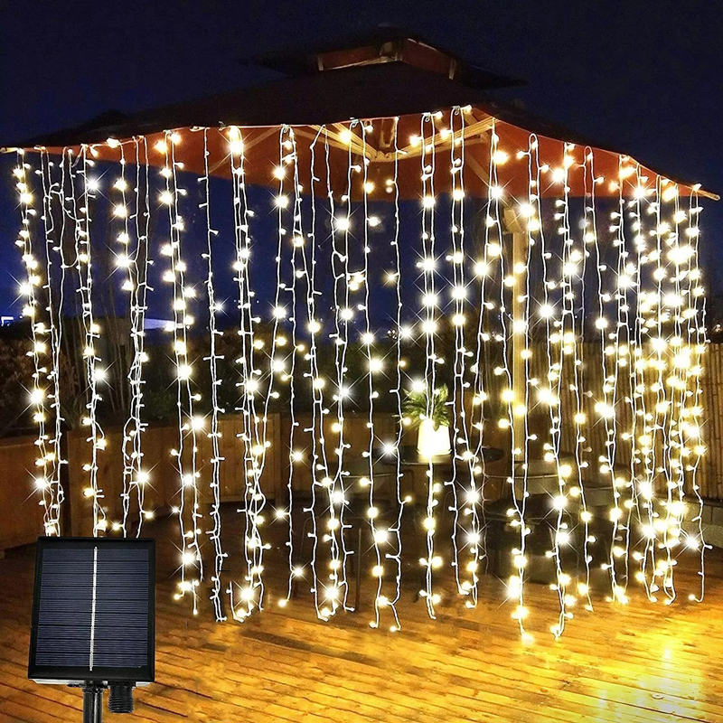 041055 Χριστουγεννιάτικα ηλιακά λαμπάκια σε θερμό χρώμα 5m 146 LED – Christmas decorative lights warm light - Image 1