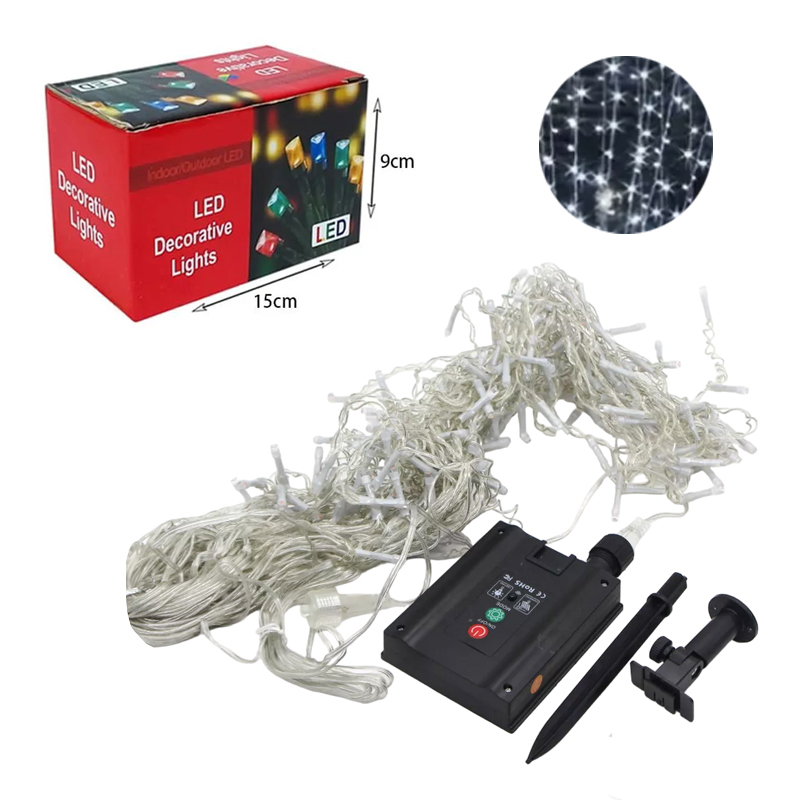 041056-2 Χριστουγεννιάτικα ηλιακά λαμπάκια σε ψυχρό χρώμα 5m 146 LED – Christmas decorative lights white light - Image 3