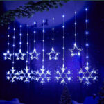 Χριστουγεννιάτικα Φωτάκια Κουρτίνα Χιονονιφάδες & Αστεράκια Ψυχρό Χρώμα 120L 3M - Christmas decoration lights white light