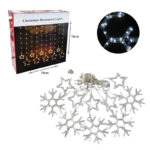 Χριστουγεννιάτικα Φωτάκια Κουρτίνα Χιονονιφάδες & Αστεράκια Ψυχρό Χρώμα 120L 3M - Christmas decoration lights white light - Image 6