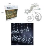 Κουρτίνα Φωτάκια Χριστουγέννων με Αστέρια και Φεγγάρια Ψυχρό Χρώμα 10L 3M– Crystal Christmas Curtain Light with Stars & Moons White light - Image 3