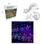 Κουρτίνα Φωτάκια Χριστουγέννων με Αστέρια και Φεγγάρια Πολύχρωμο Χρώμα 10L 3M– Crystal Christmas Curtain Light with Stars & Moons RGB light - Image 3