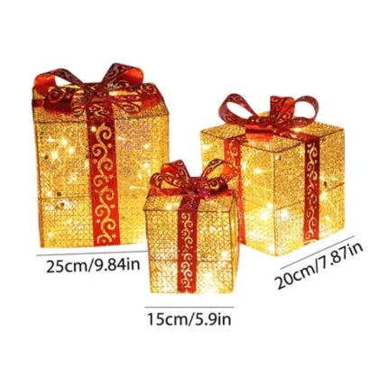 Χριστουγεννιάτικα Φωτιζόμενα Κουτιά Δώρων 3τμχ - Christmas LED Gift Boxes