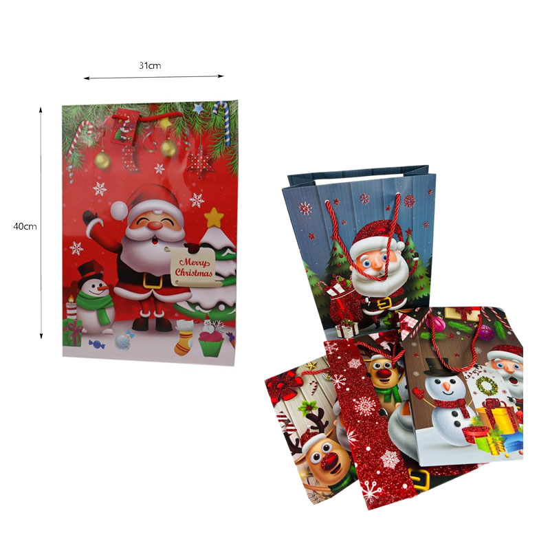 056028-1 Χριστουγεννιάτικη σακούλα σε διάφορα σχέδια 31x40cm 12 τεμάχια - Christmas bag - Image 2
