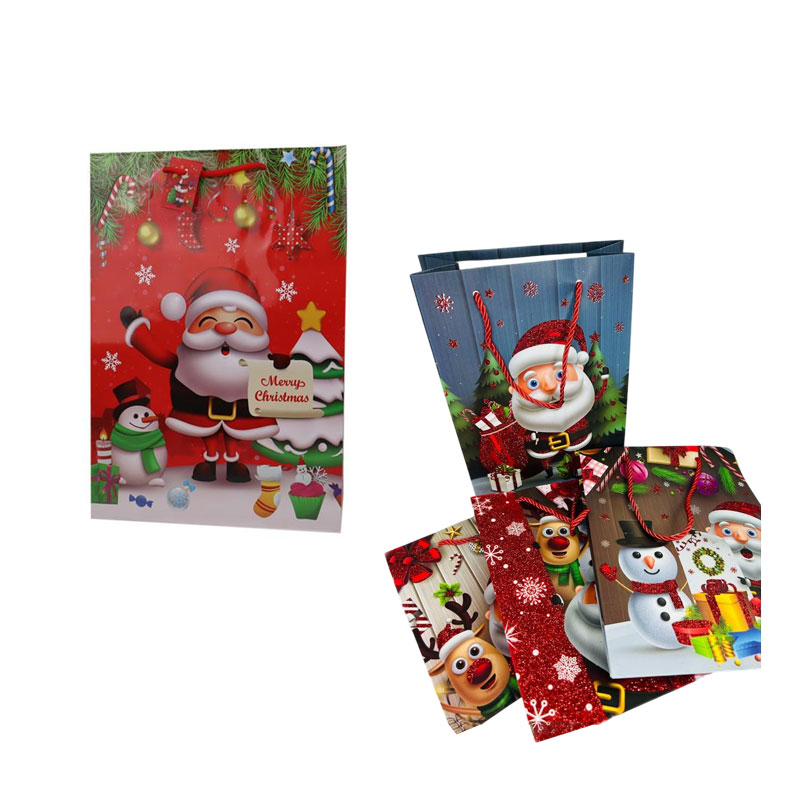 056033 Χριστουγεννιάτικη σακούλα σε διάφορα σχέδια 31x40cm 12 τεμάχια - Christmas bag - Image 1