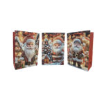 Χριστουγεννιάτικη Σακούλα Δώρου με Σχέδιο Άγιο Βασίλη 24x18cm 12τμχ - Christmas Gift Bag 12pcs