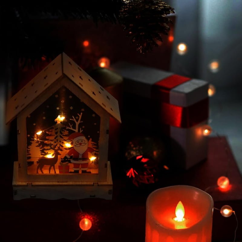 059001-1 Χριστουγεννιάτικο Ξύλινο Σπιτάκι με Φως - Christmas Wooden House with Light - Image 5