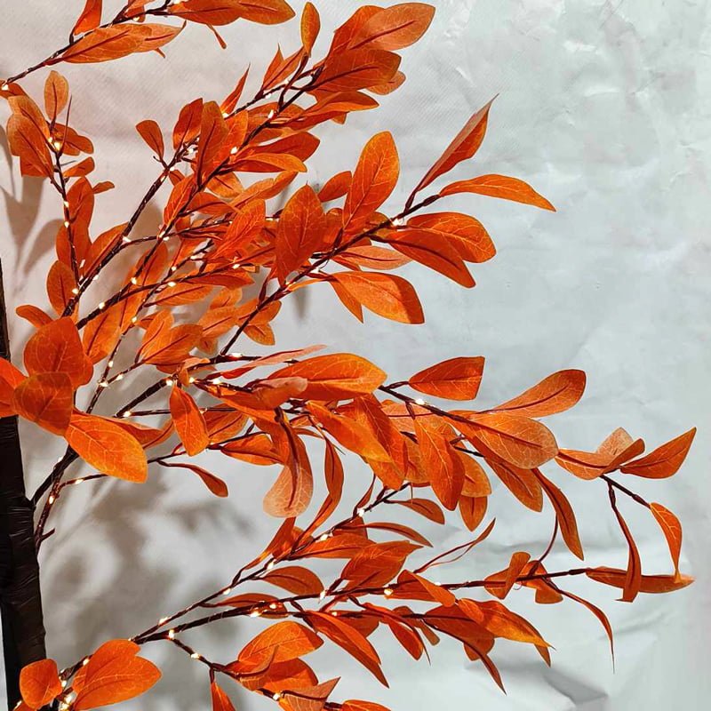 061002-3 Led Φωτιζόμενο Δέντρο Καφέ με Πορτοκαλί Φύλλα 150cm - Led Orange Tree - Image 4
