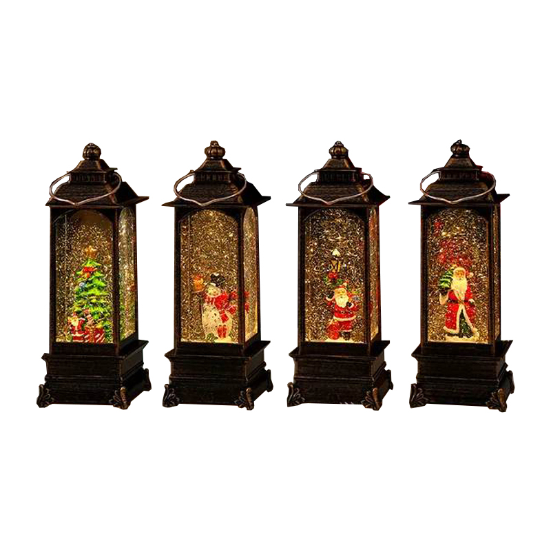 063007-3 Χριστουγεννιάτικο Φωτιζόμενο Φαναράκι με Μουσική σε Διάφορα Σχέδια - Christmas Snow Globe Lantern with Music - Image 4