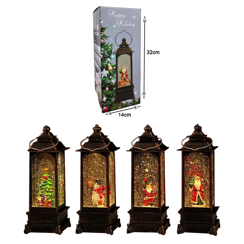 063007-5 Χριστουγεννιάτικο Φωτιζόμενο Φαναράκι με Μουσική σε Διάφορα Σχέδια - Christmas Snow Globe Lantern with Music - Image 6