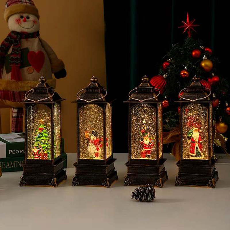 063007 Χριστουγεννιάτικο Φωτιζόμενο Φαναράκι με Μουσική σε Διάφορα Σχέδια - Christmas Snow Globe Lantern with Music - Image 1