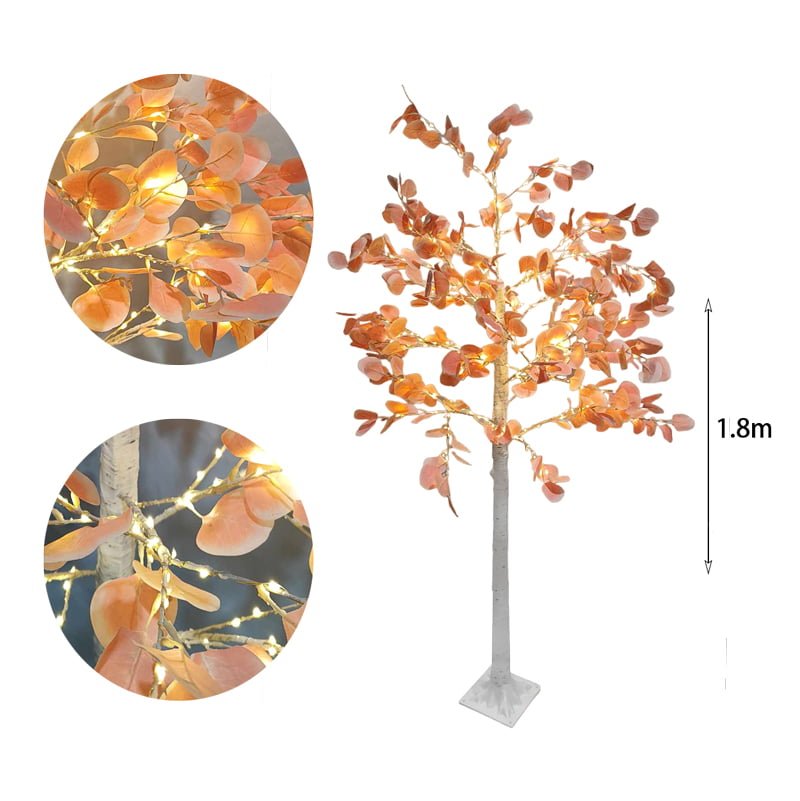 064004-1 Led Φωτιζόμενο Δέντρο Λευκό με Πορτοκαλί Φύλλα 180cm - Led Orange Tree - Image 4
