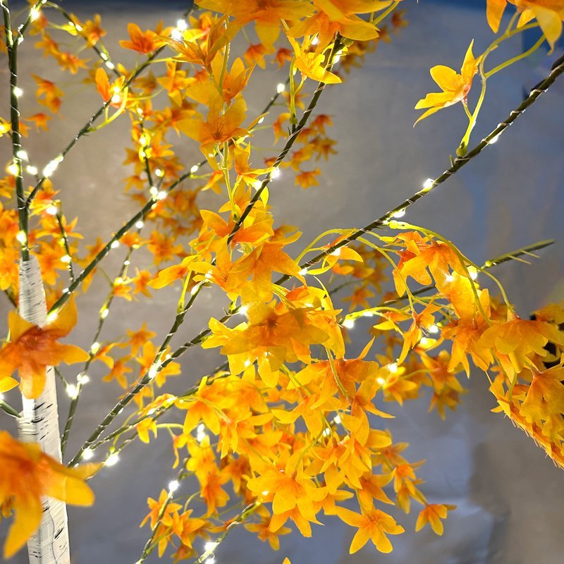 064005-3 Led Φωτιζόμενο Δέντρο Λευκό με Πορτοκαλί Φύλλα 180cm - Led Orange Tree - Image 4