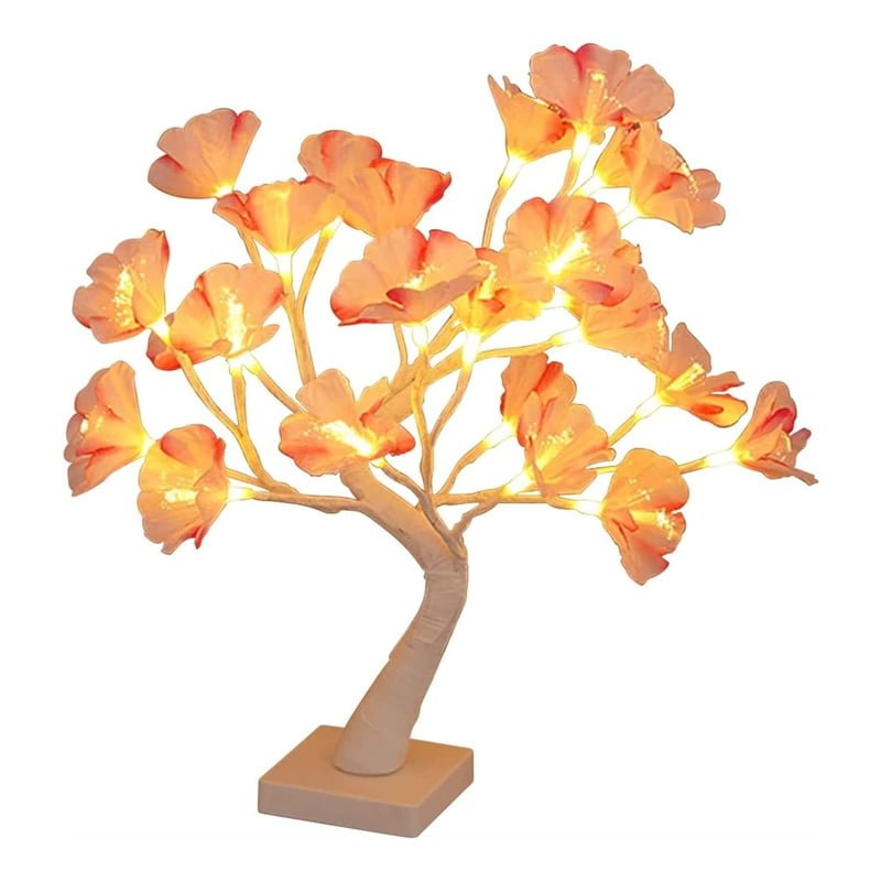 064006-1 Χριστουγεννιάτικο διακοσμητικό φωτιζόμενο δεντράκι με λουλούδια θερμό χρώμα - Christmas copper wire small tree lamp warm light - Image 2