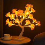 Χριστουγεννιάτικο διακοσμητικό φωτιζόμενο δεντράκι με λουλούδια θερμό χρώμα - Christmas copper wire small tree lamp warm light