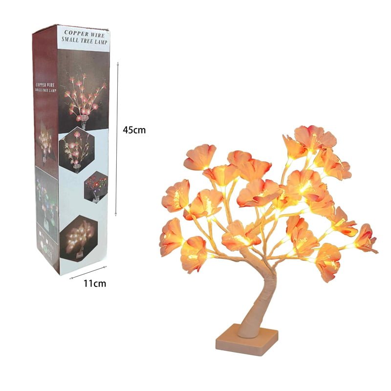 064006-3 Χριστουγεννιάτικο διακοσμητικό φωτιζόμενο δεντράκι με λουλούδια θερμό χρώμα - Christmas copper wire small tree lamp warm light - Image 4
