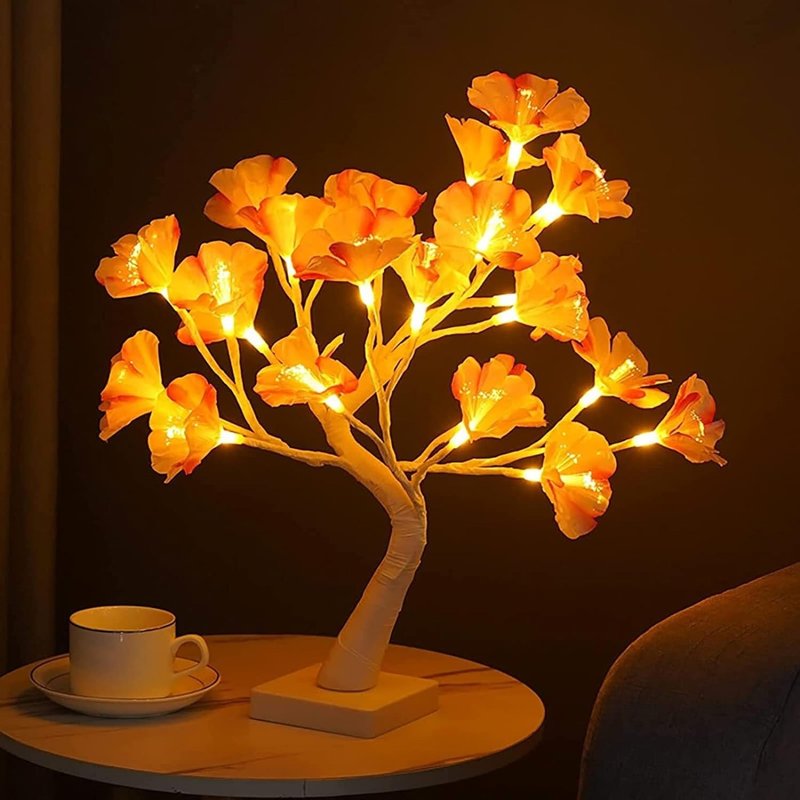 064006 Χριστουγεννιάτικο διακοσμητικό φωτιζόμενο δεντράκι με λουλούδια θερμό χρώμα - Christmas copper wire small tree lamp warm light - Image 1