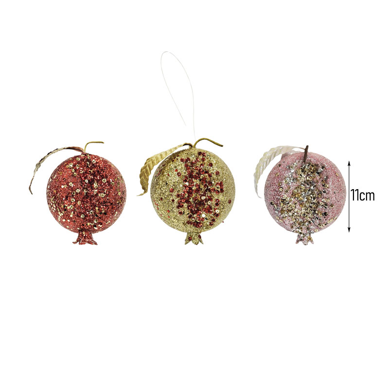 076023-1 Διακοσμητικό Ρόδι με Γκλίτερ 11cm - Decorative Glitter Pomegranate - Image 2