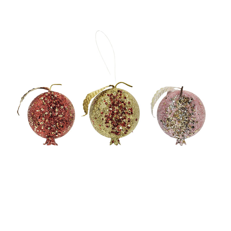 076023 Διακοσμητικό Ρόδι με Γκλίτερ 11cm - Decorative Glitter Pomegranate - Image 1