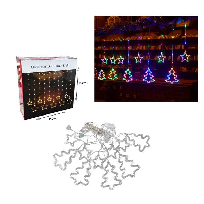 082253-1 Χριστουγεννιάτικα Φωτάκια Κουρτίνα Δεντράκια & Αστεράκια Πολύχρωμα 10L 3M - Christmas decoration lights RGB - Image 4