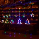 Χριστουγεννιάτικα Φωτάκια Κουρτίνα Δεντράκια & Αστεράκια Πολύχρωμα 10L 3M - Christmas decoration lights RGB