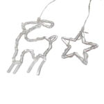 Χριστουγεννιάτικα Φωτάκια Κουρτίνα Ελαφάκια & Αστεράκια Ψυχρό Χρώμα 3M - Christmas decoration lights white light - Image 2