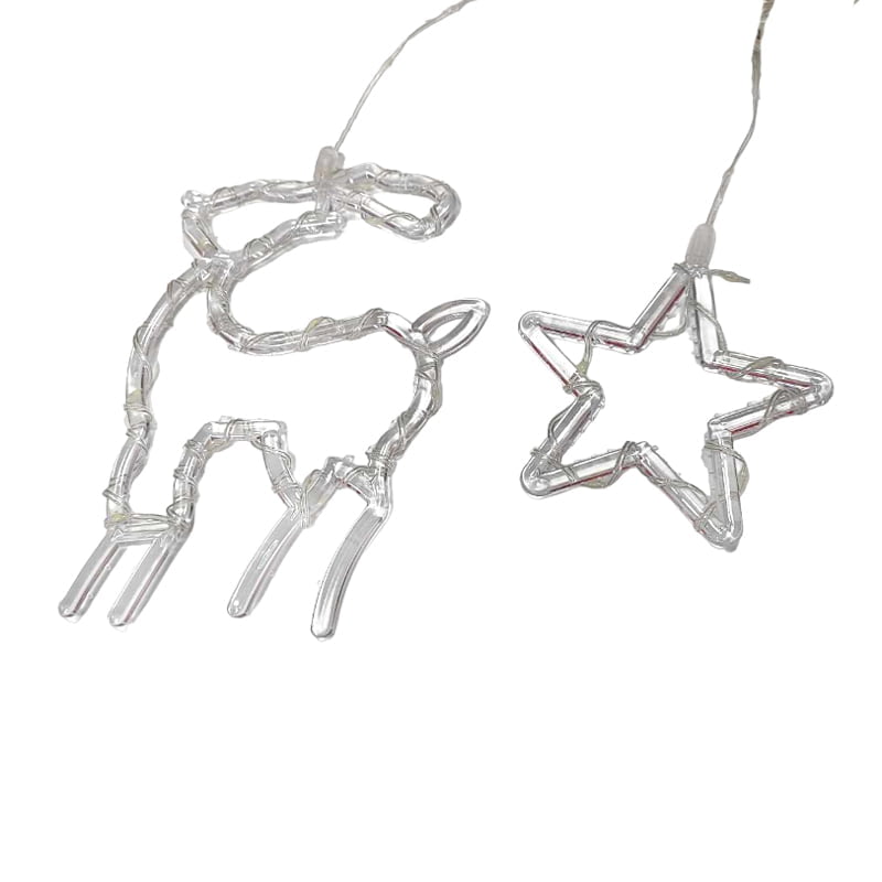 082256-1 Χριστουγεννιάτικα Φωτάκια Κουρτίνα Ελαφάκια & Αστεράκια Ψυχρό Χρώμα 3M - Christmas decoration lights white light - Image 2