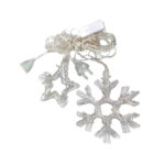 Χριστουγεννιάτικα Φωτάκια Κουρτίνα Χιονονιφάδες & Αστεράκια Ψυχρό Χρώμα 120L 3M - Christmas decoration lights white light - Image 3