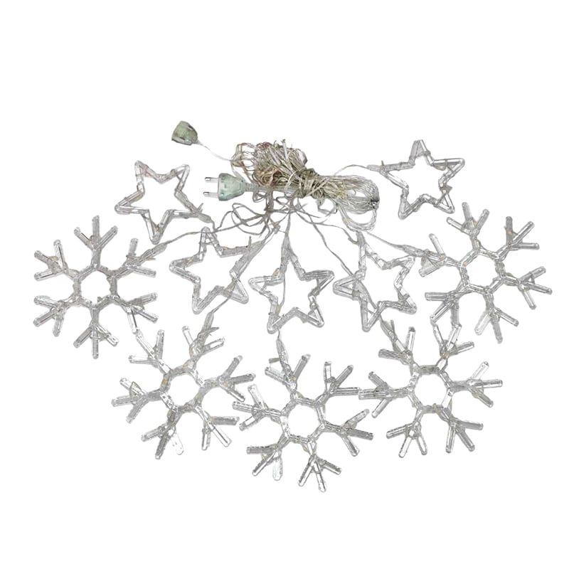 082258 Χριστουγεννιάτικα Φωτάκια Κουρτίνα Χιονονιφάδες & Αστεράκια Πολύχρωμα 3M - Christmas decoration lights RGB - Image 1