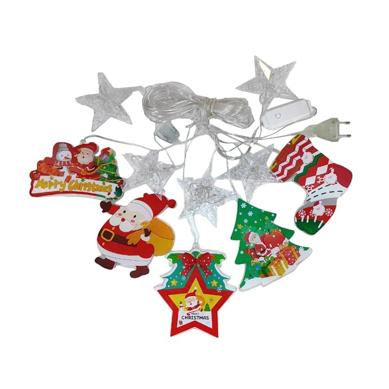 082262 Χριστουγεννιάτικα φωτάκια κουρτίνα με φιγούρες θερμό φως 3m 10led – Christmas deco curtain lights warm light - Image 2