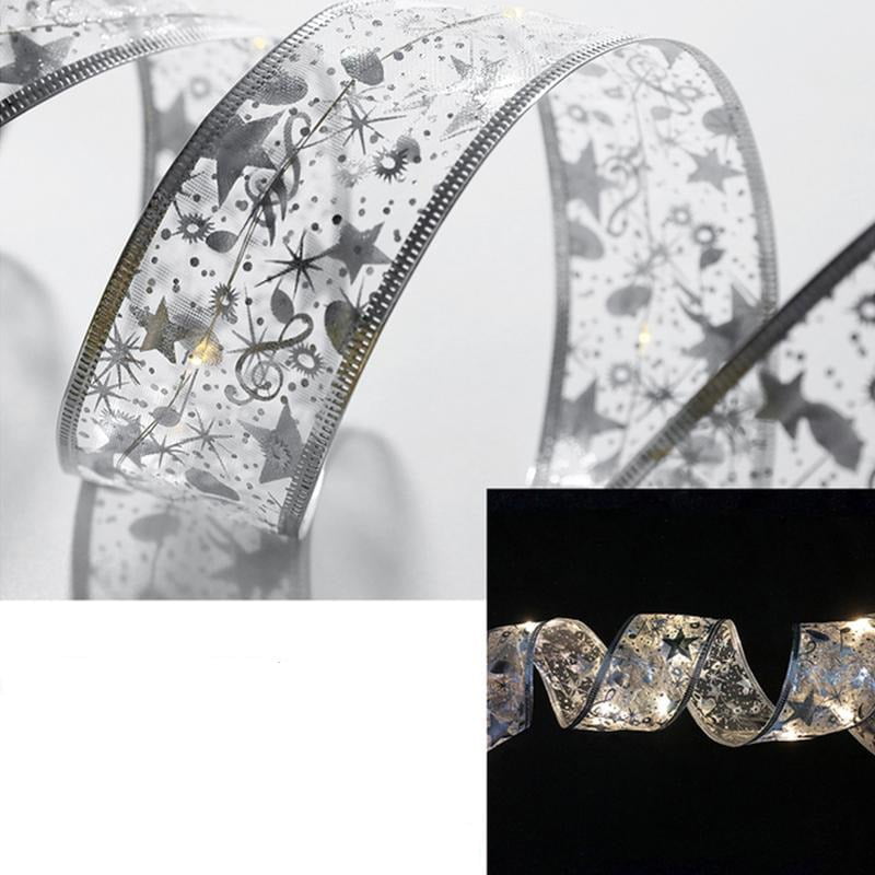 082264-1 Χριστουγεννιάτικη Κορδέλα με Ενσωματωμένο Φωτισμό 50Led 5m - Christmas Ribbon with Lighting - Image 1