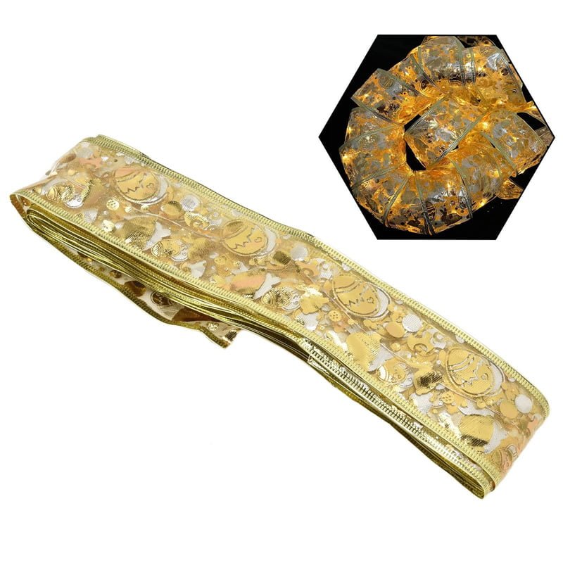 082264-5 Χριστουγεννιάτικη Κορδέλα με Ενσωματωμένο Φωτισμό 50Led 5m - Christmas Ribbon with Lighting - Image 5