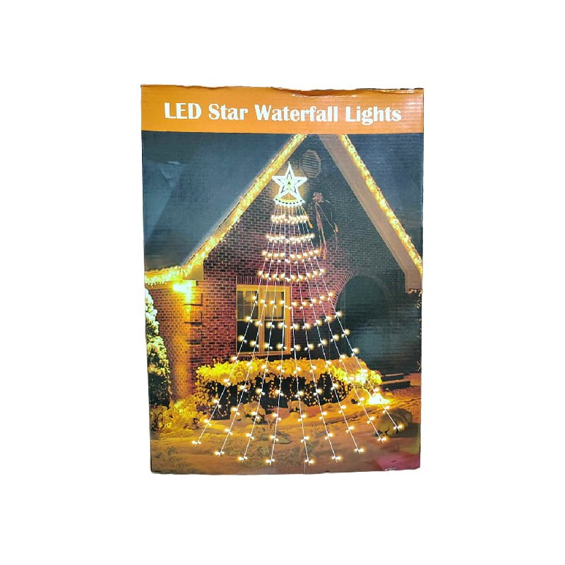 082266-3 Χριστουγεννιάτικο δέντρο από φωτάκια θερμό χρώμα LED 3.5m - Star waterfall lights - Image 5