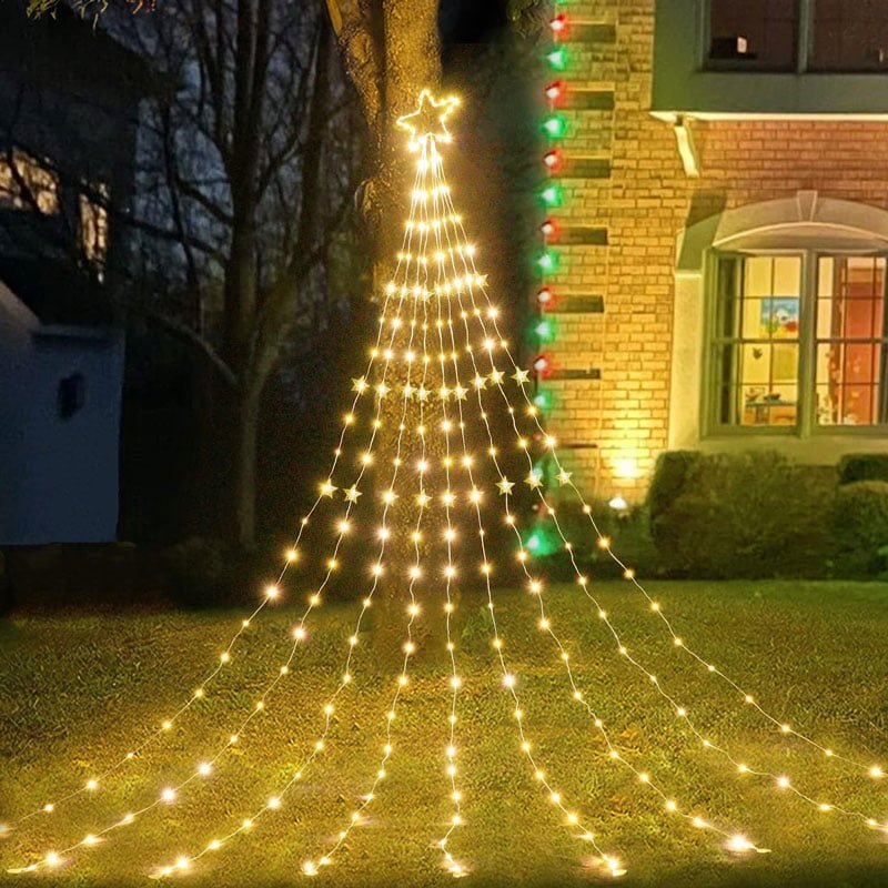 082267-1 Χριστουγεννιάτικο δέντρο από φωτάκια θερμό χρώμα LED 2.5m - Star waterfall light - Image 2