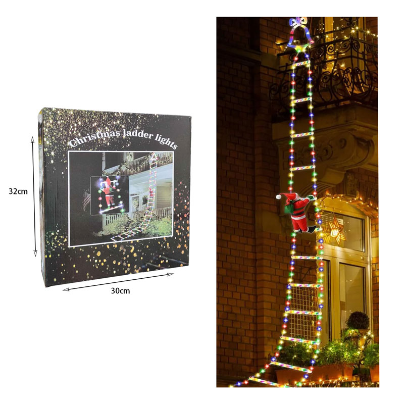 082324-3 Χριστουγεννιάτικα φωτάκια σκάλα με Άη Βασίλη 1.5m RGB - Christmas deco ladder lights - Image 4