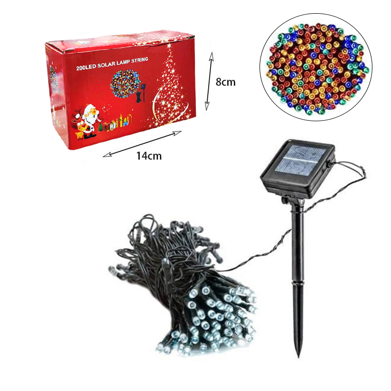 082333 Χριστουγεννιάτικα Ηλιακά Λαμπάκια με Φωτοβολταϊκό Πάνελ 20m 200L Πολύχρωμο Χρώμα - Christmas solar LED lights RGB Color - Image 5