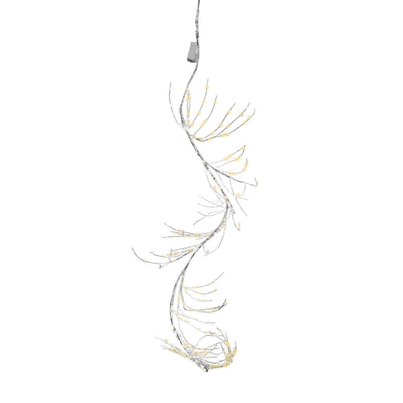 082347 Φωτιζόμενο Χριστουγεννιάτικο Κλαδί Γκλίτερ Ασημί 220cm με 400 Θερμά LED - Lighted Christmas Glitter Branch Silver - Image 1